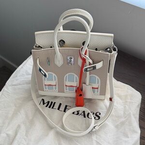 White and Tan Handbag Mille Bags